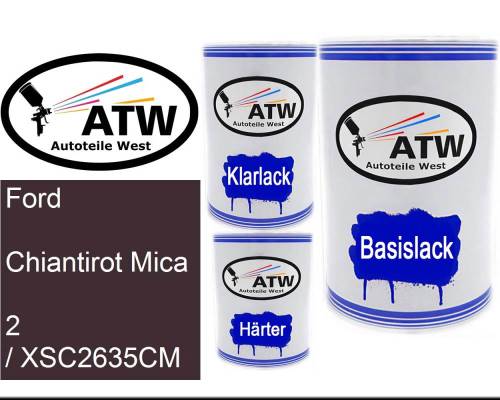 Ford, Chiantirot Mica, 2 / XSC2635CM: 500ml Lackdose + 500ml Klarlack + 250ml Härter - Set, von ATW Autoteile West.